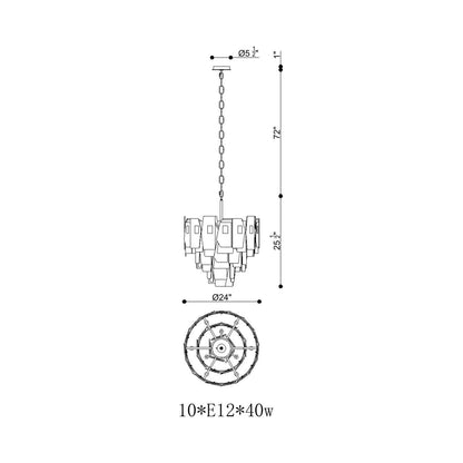 Cocolina Chandelier - line drawing.