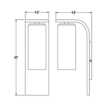 Colonne Outdoor Wall Light - line drawing.