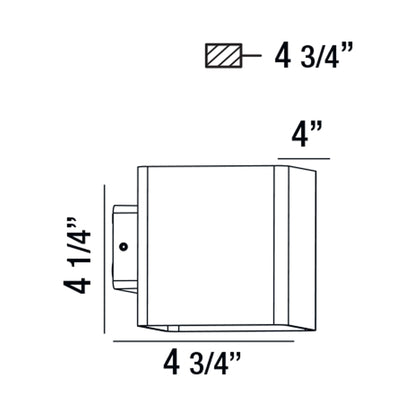 Crest Outdoor LED Wall Light - line drawing.