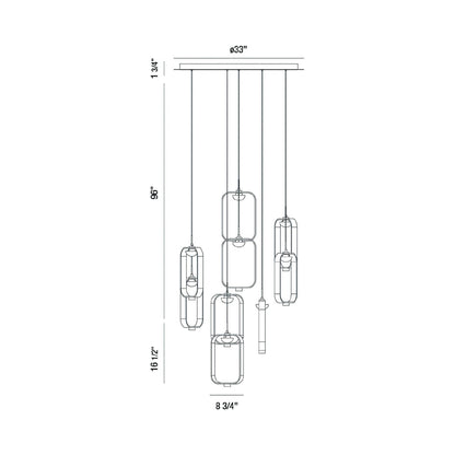 Dagmar LED Chandelier - line drawing.