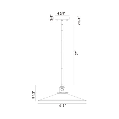 Deckard Outdoor LED Pendant Light - line drawing.