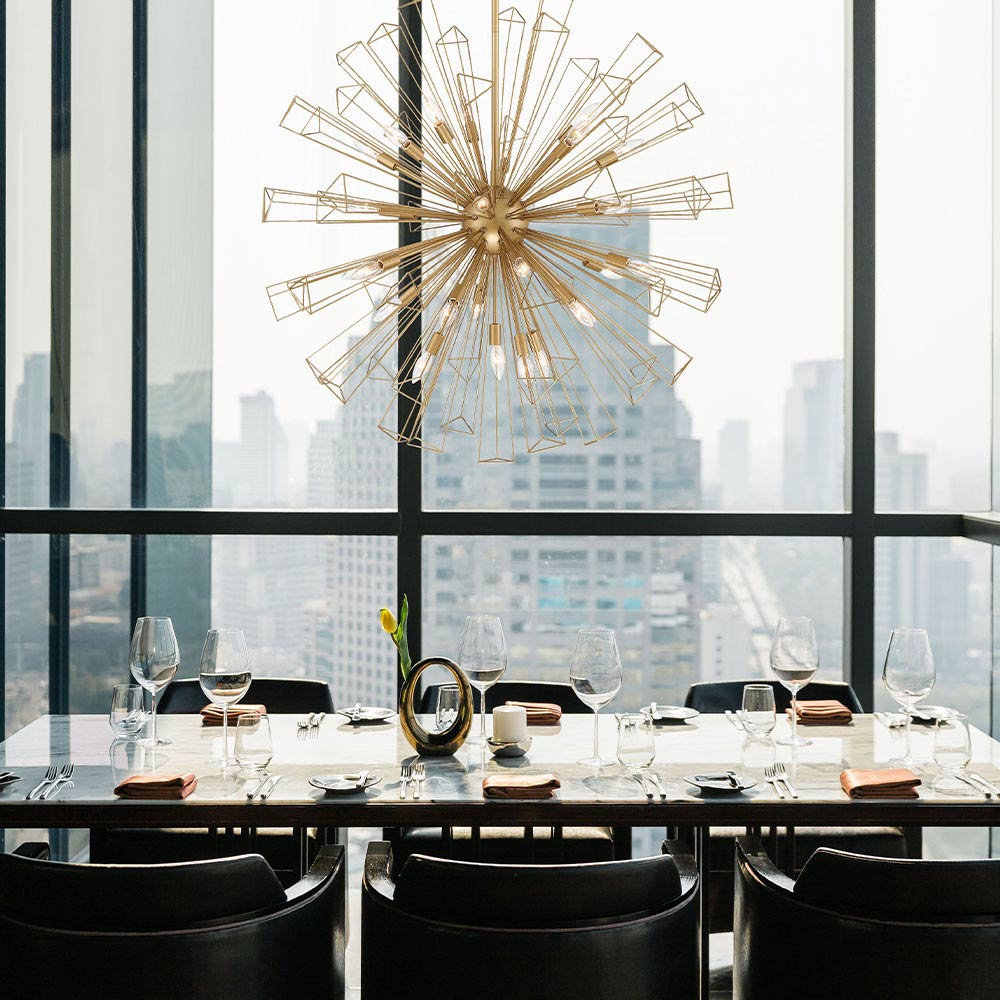 Dendelio Chandelier in living room.
