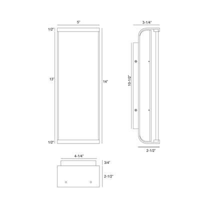 Dulton Outdoor LED Wall Light - line drawing.