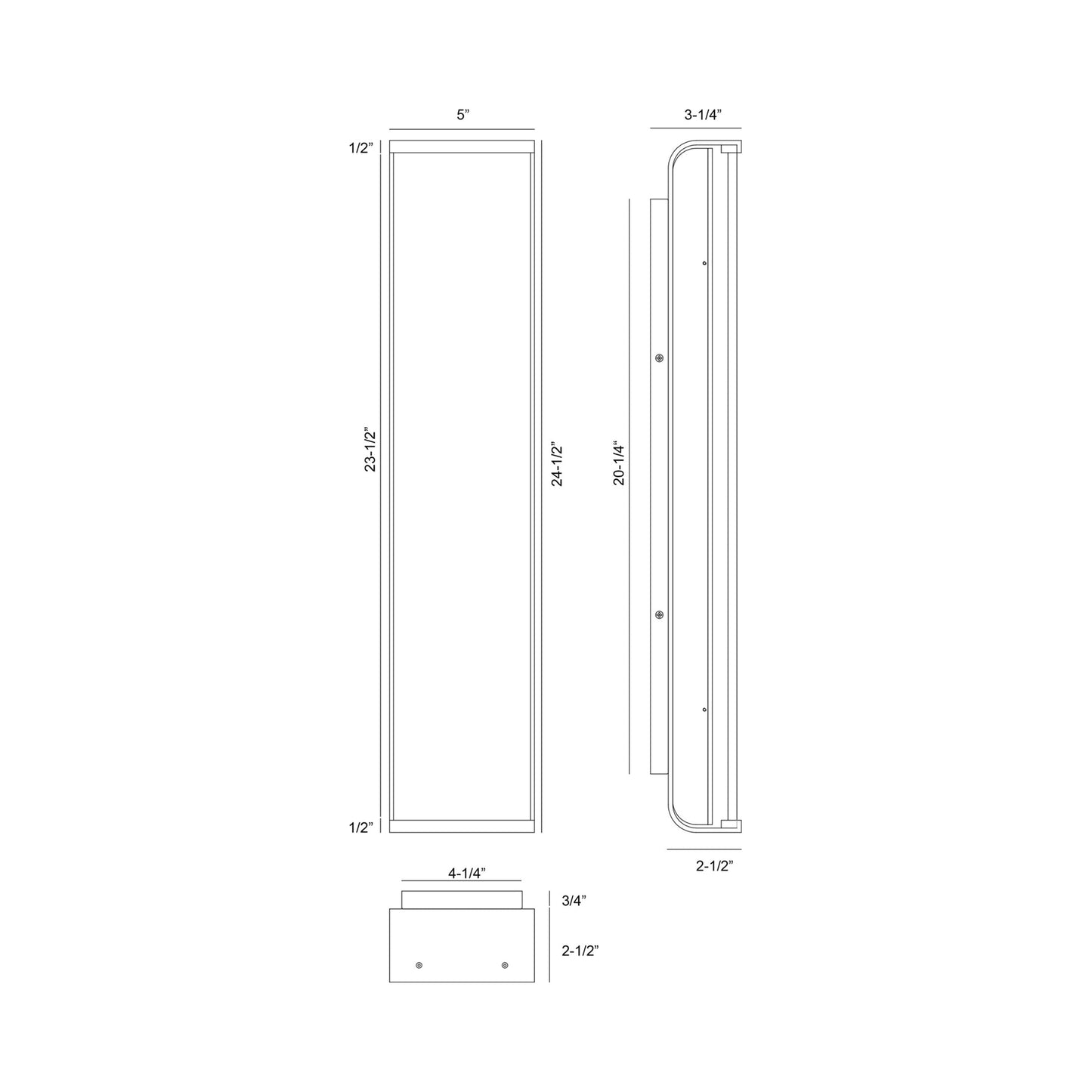 Dulton Outdoor LED Wall Light - line drawing.