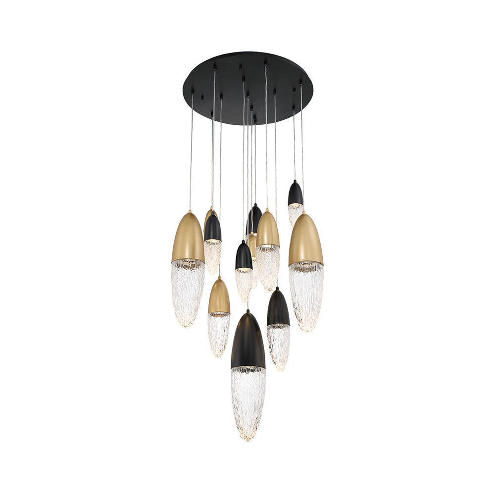 Ecrou Chandelier in Black/Gold (12-Light).
