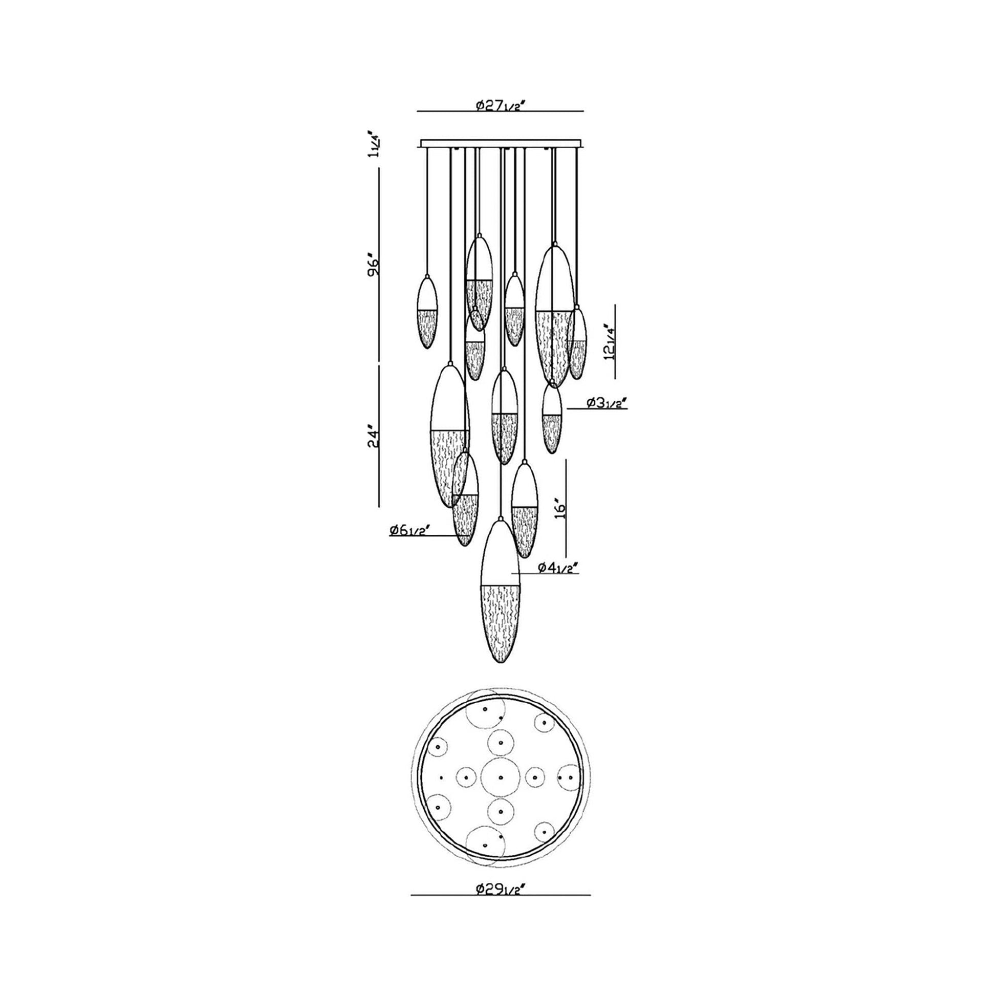 Ecrou Chandelier - line drawing.