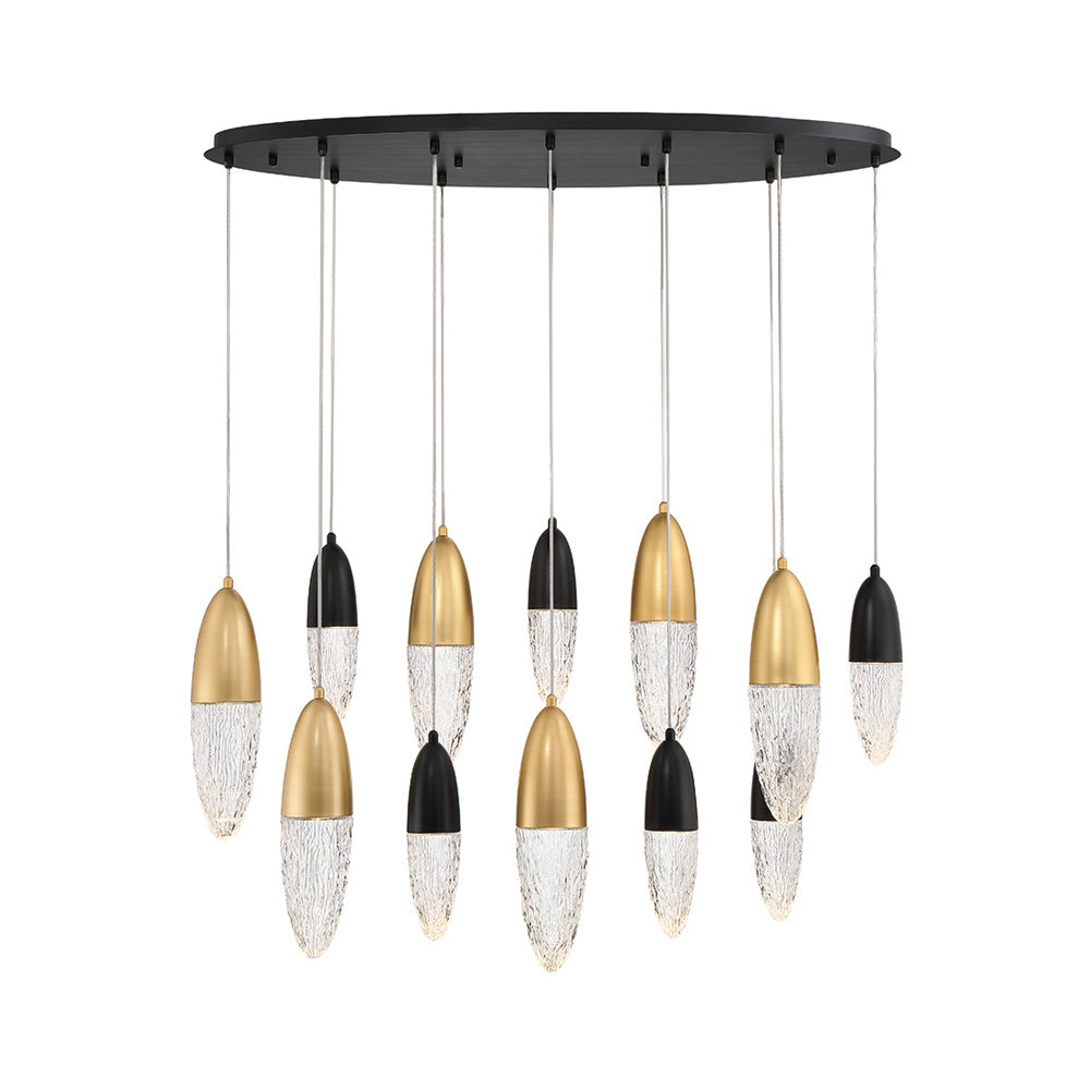 Ecrou Oval Chandelier in Black/Gold.