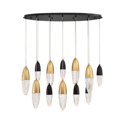Ecrou Oval Chandelier in Black/Gold.