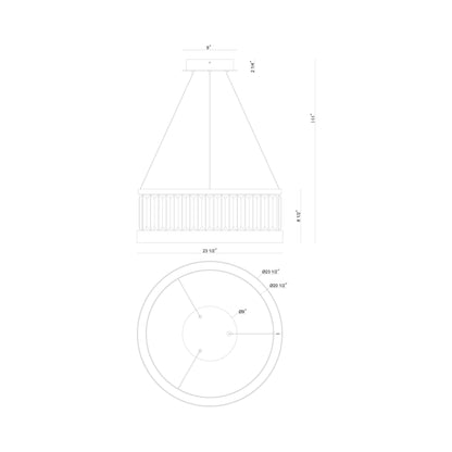 Empra LED Chandelier - line drawing.