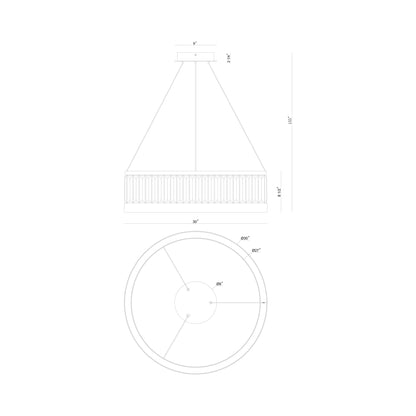 Empra LED Chandelier - line drawing.