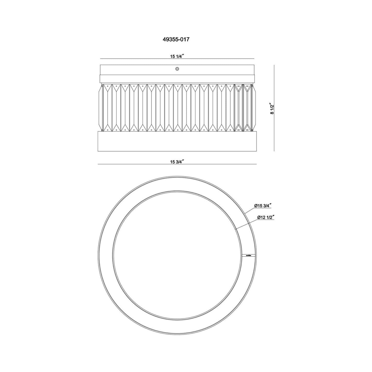 Empra LED Flush Mount Ceiling Light - line drawing.