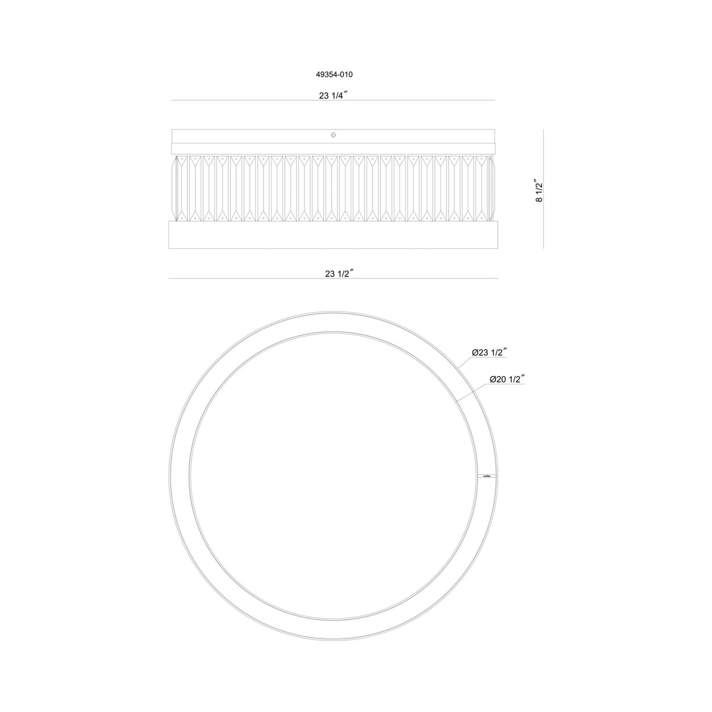 Empra LED Flush Mount Ceiling Light - line drawing.