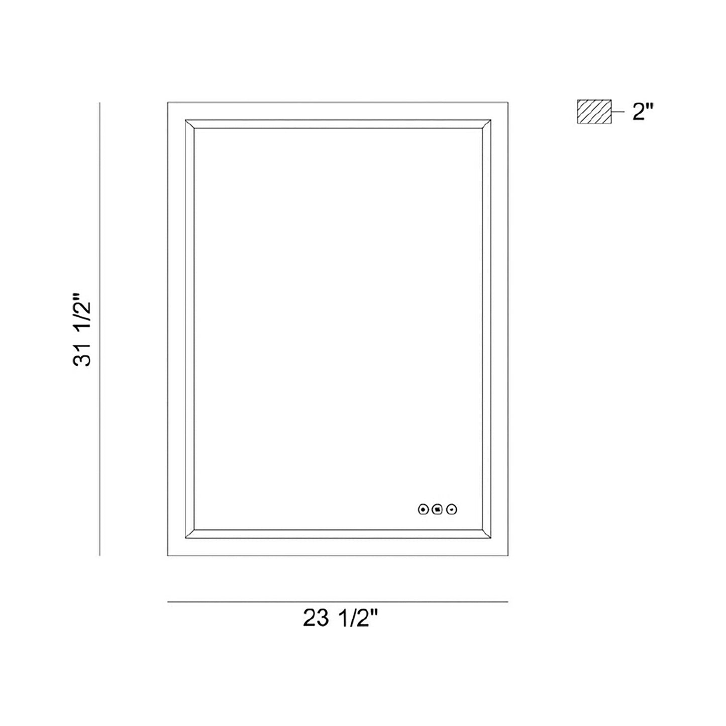 Eris LED Wall Mirror - line drawing.