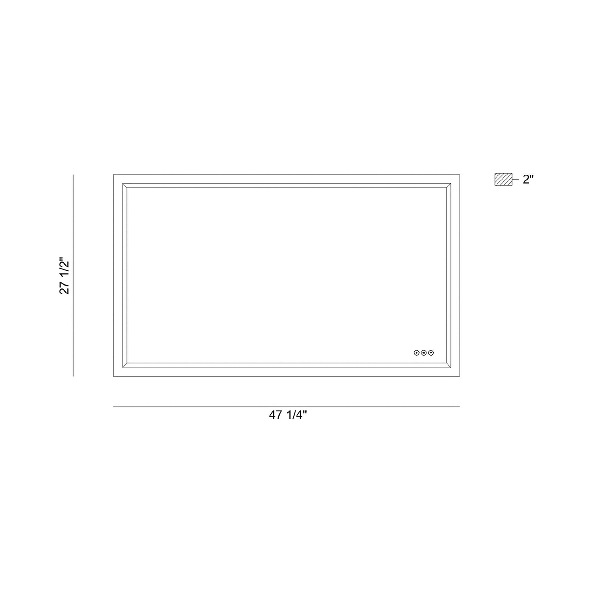 Eris LED Wall Mirror - line drawing.