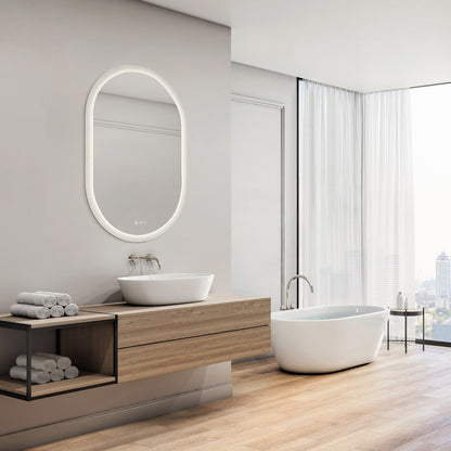 Eslo LED Wall Mirror in bathroom.