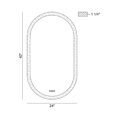 Eslo LED Wall Mirror - line drawing.