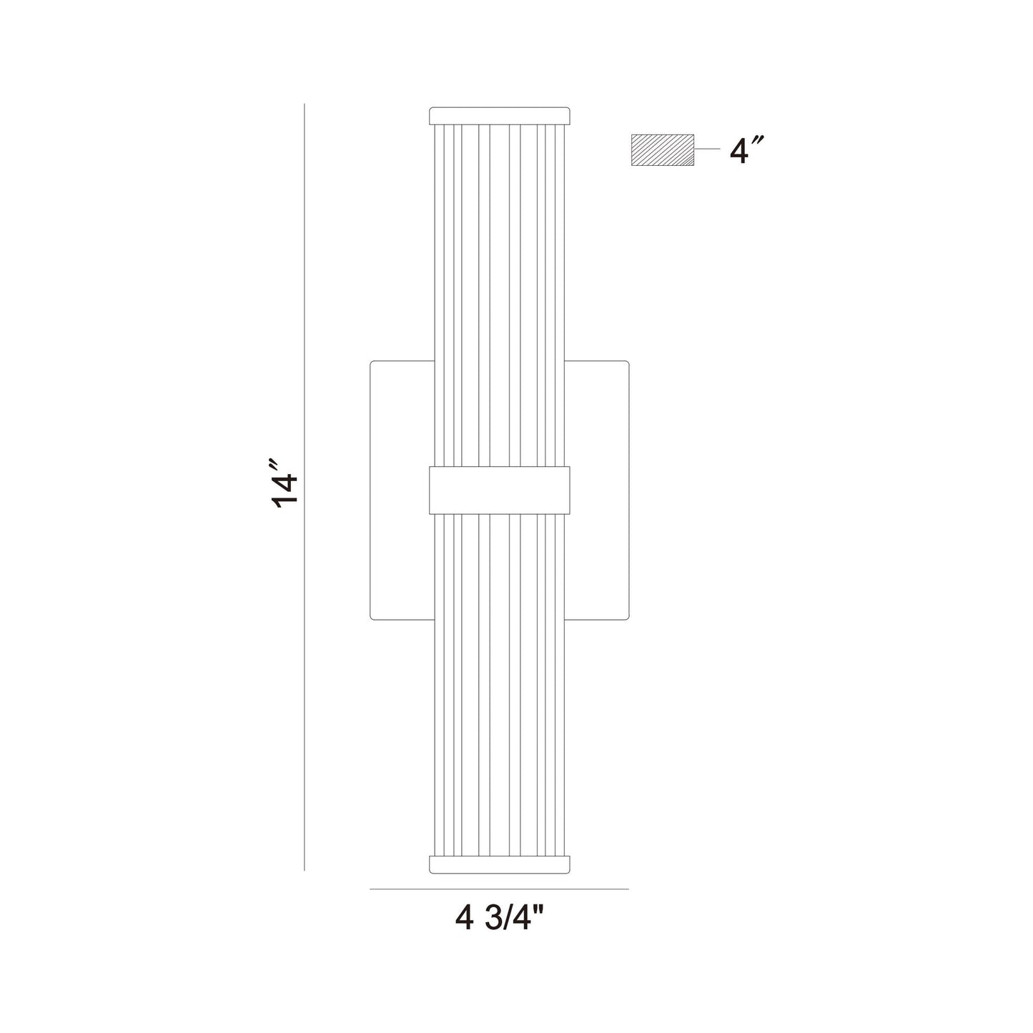 Fayton Outdoor LED Wall Light - line drawing.