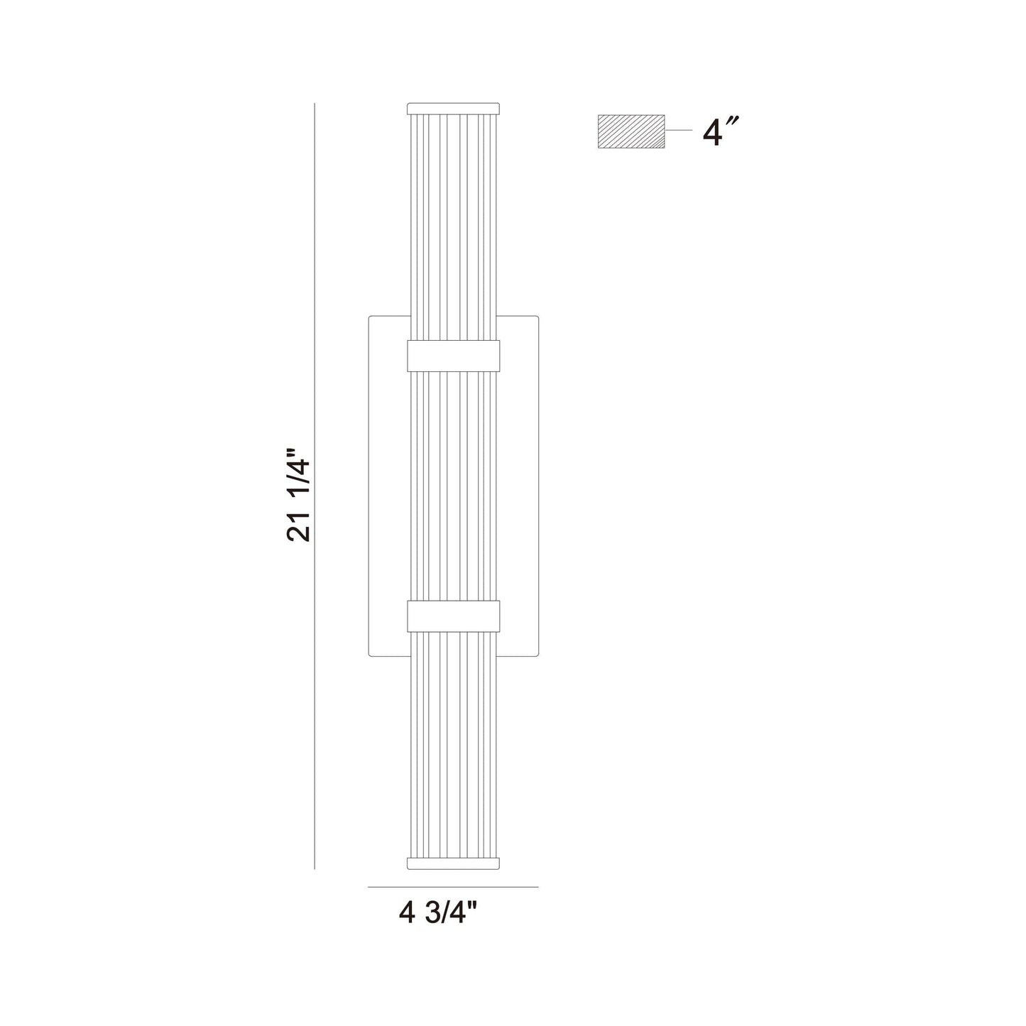 Fayton Outdoor LED Wall Light - line drawing.