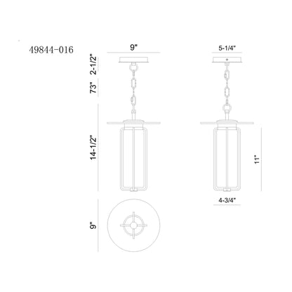 Florin Outdoor LED Pendant Light - line drawing.