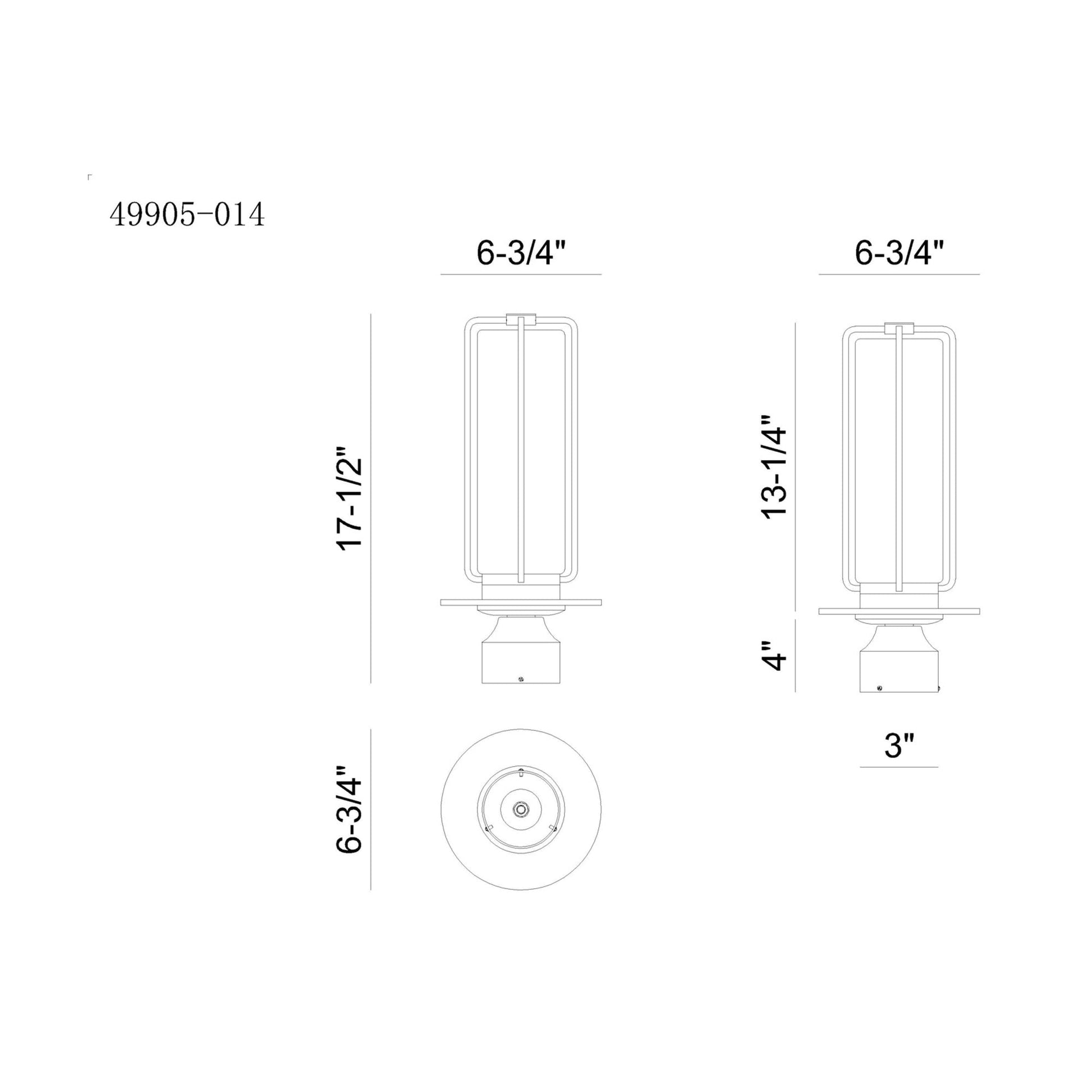 Florin Outdoor LED Post Light - line drawing.
