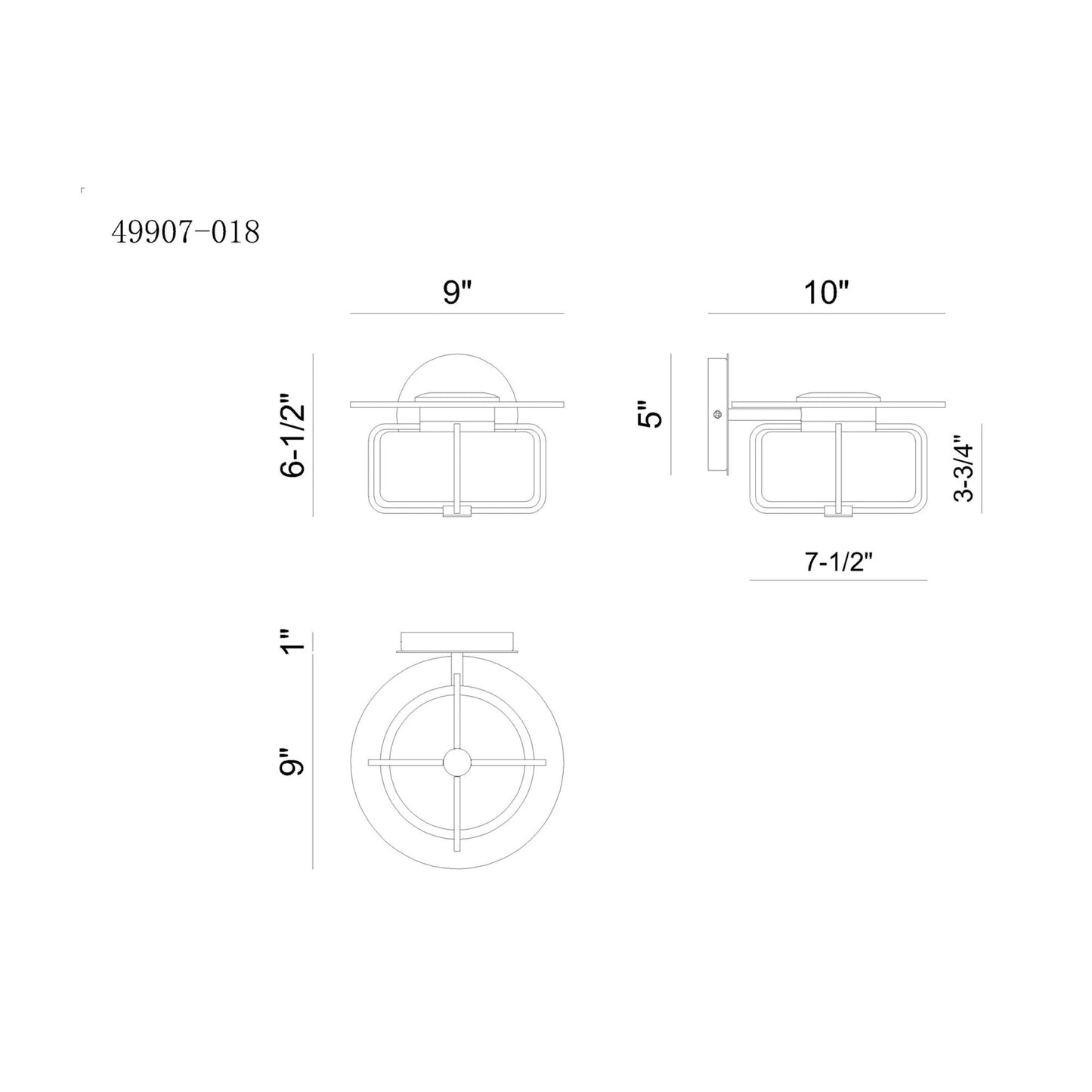 Florin Outdoor LED Wall Light - line drawing.