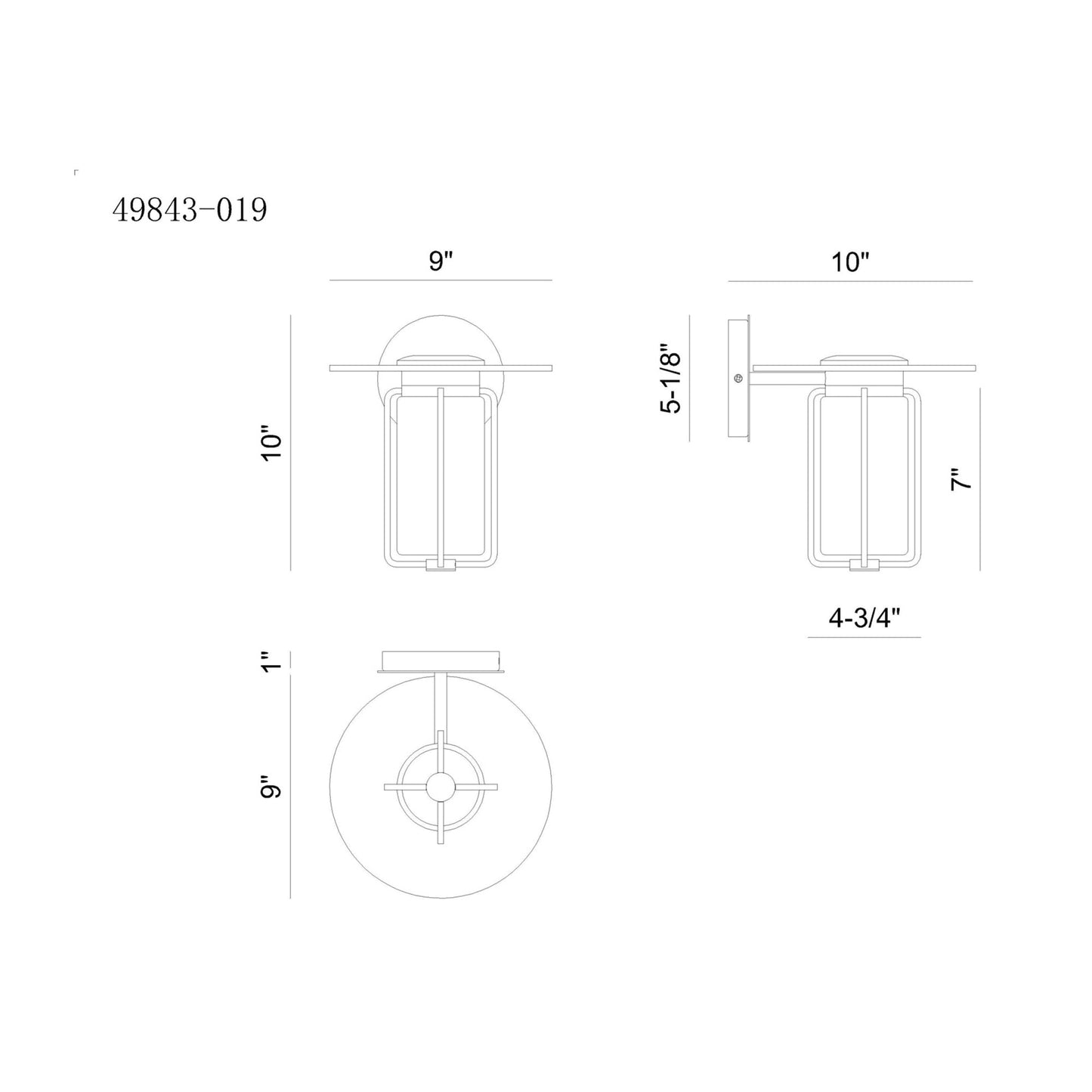 Florin Outdoor LED Wall Light - line drawing.