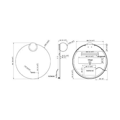 Gia Round LED Wall Mirror - line drawing.