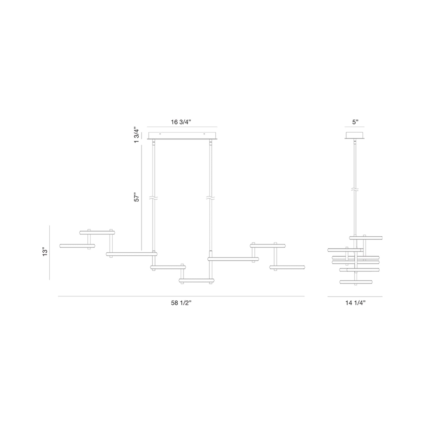 Giro LED Chandelier - line drawing.