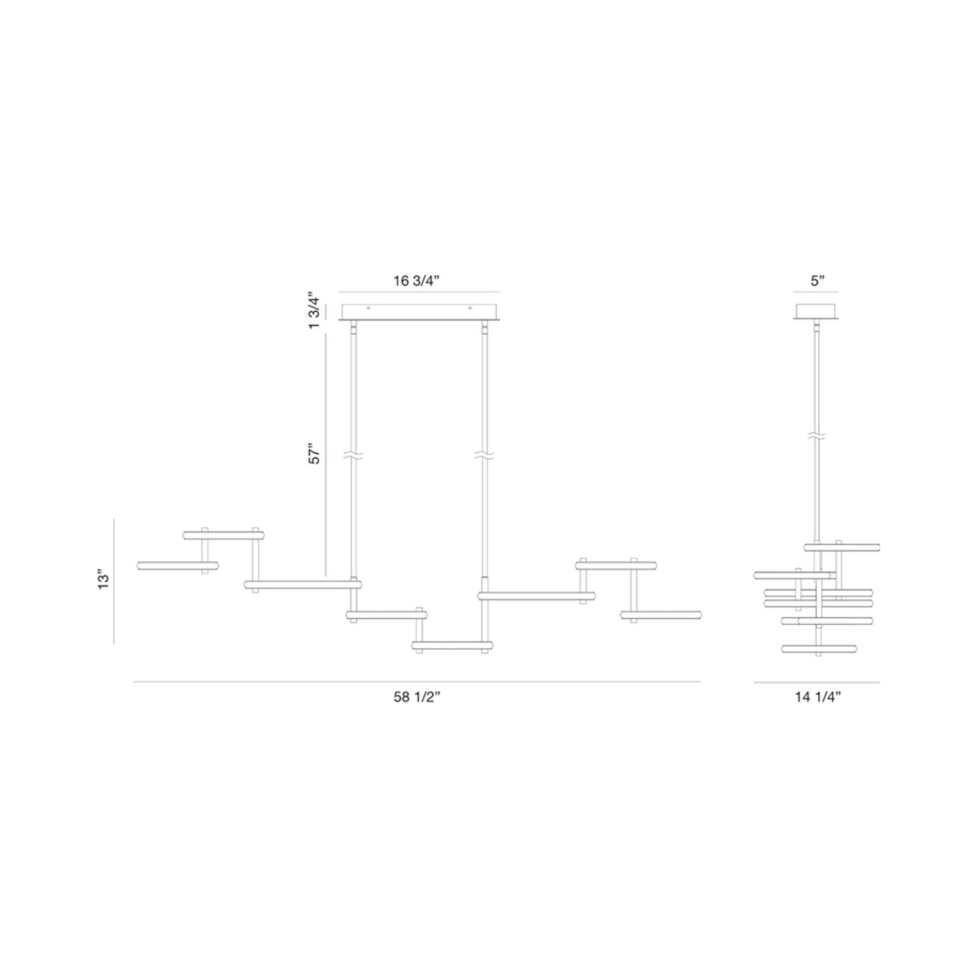 Giro LED Chandelier - line drawing.