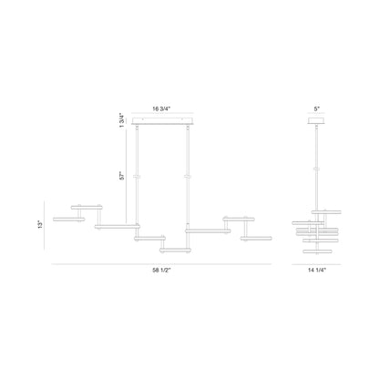 Giro LED Chandelier - line drawing.