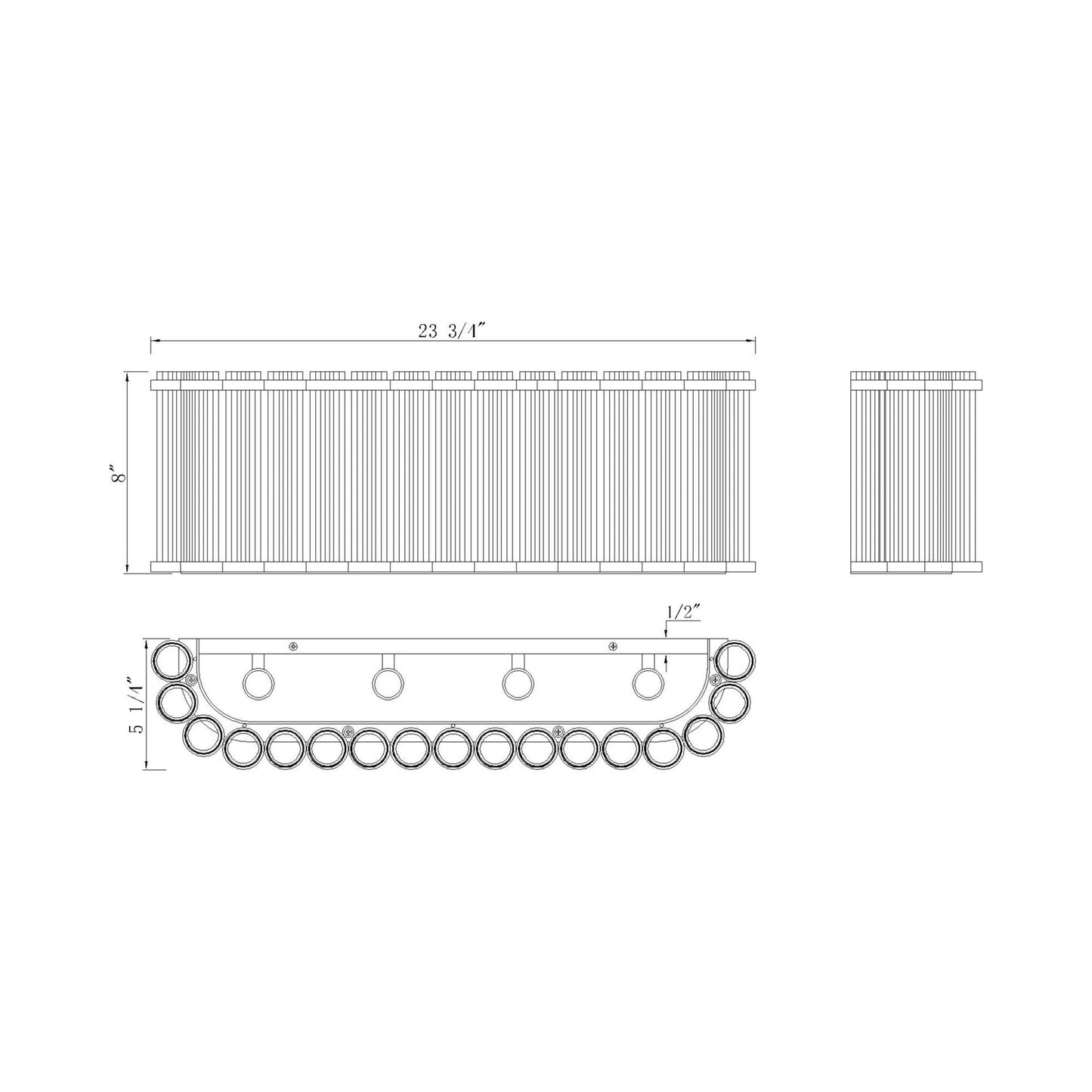 Glasbury Bath Vanity Light - line drawing.