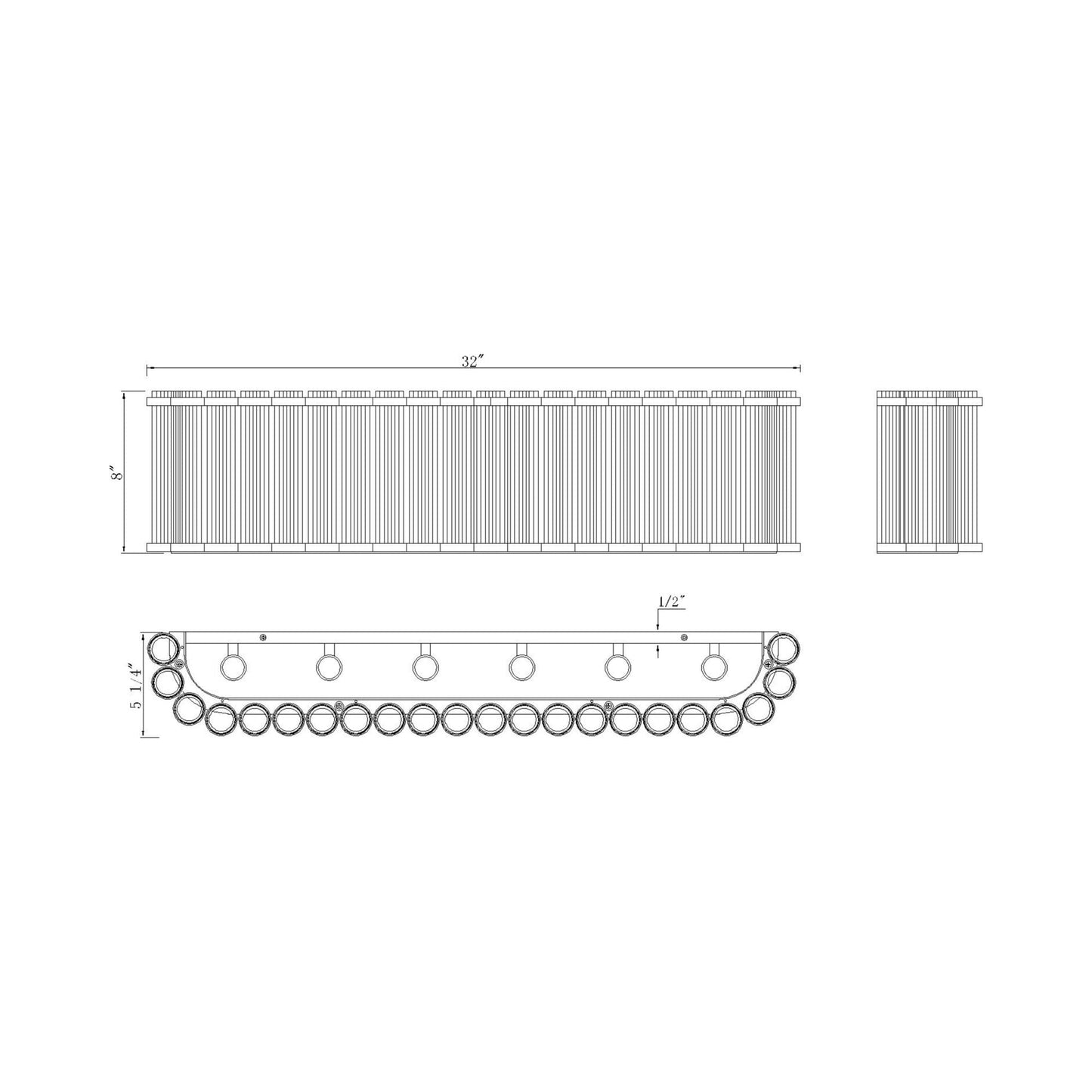 Glasbury Bath Vanity Light - line drawing.