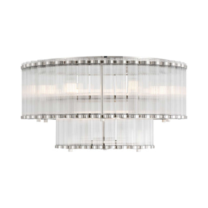 Glasbury Flush Mount Ceiling Light in Polished Nickel (9-Light).
