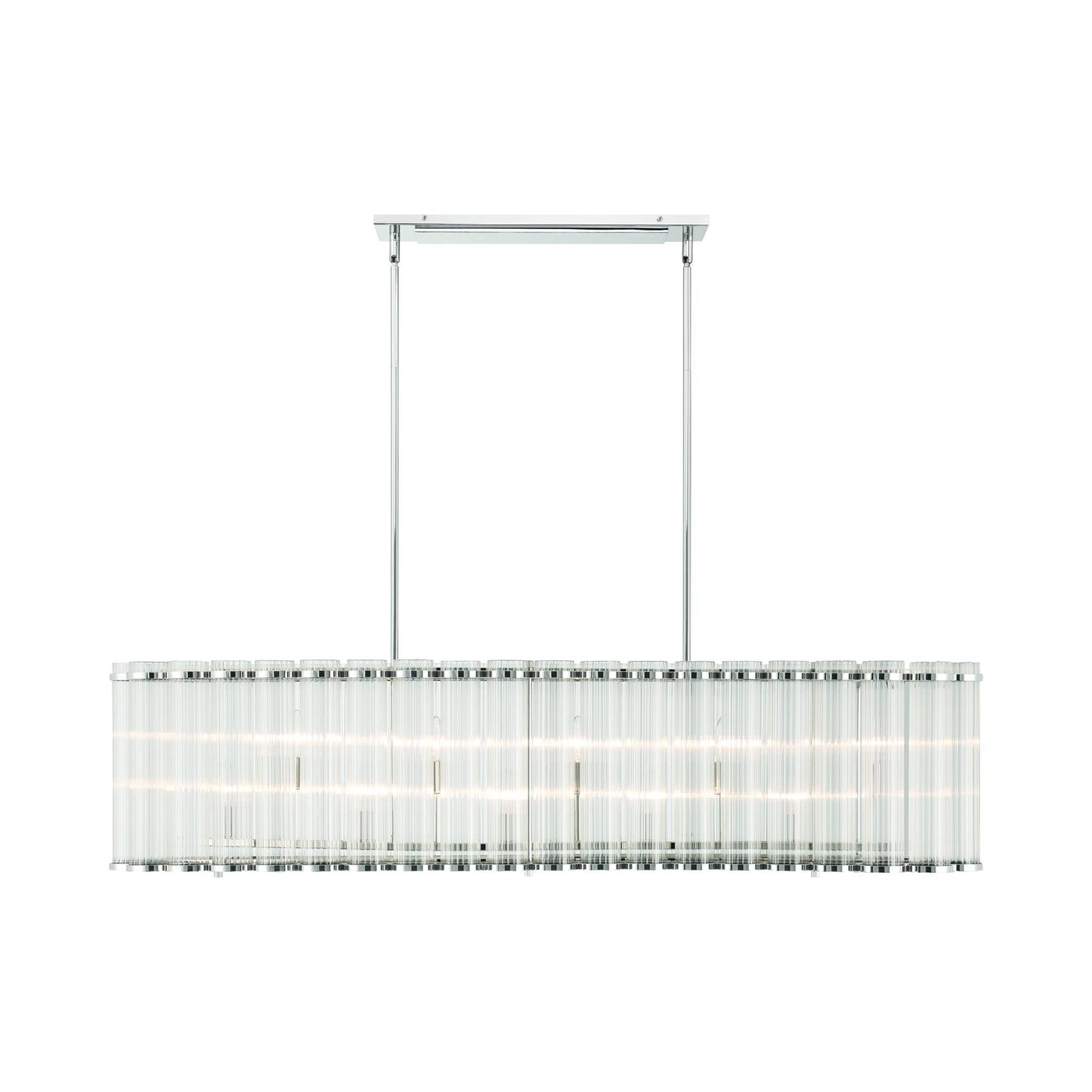 Glasbury Linear Chandelier in Polished Nickel.