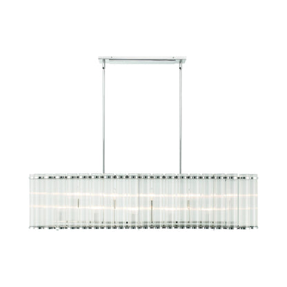 Glasbury Linear Chandelier in Polished Nickel.