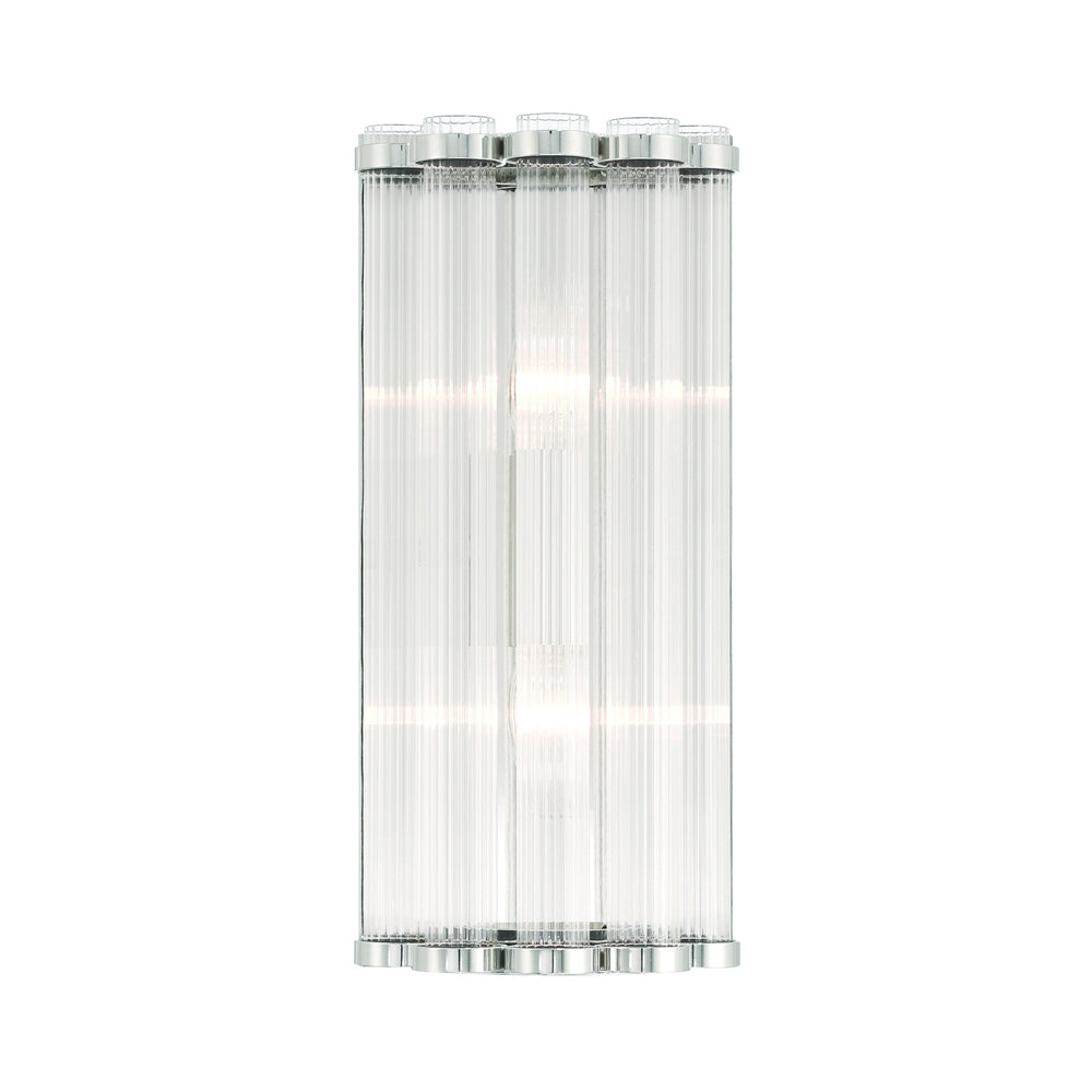 Glasbury Wall Light in Polished Nickel.
