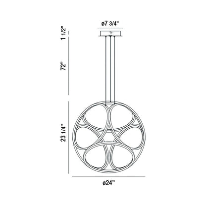 Glenview LED Chandelier - line drawing.