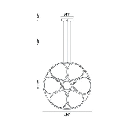 Glenview LED Chandelier - line drawing.