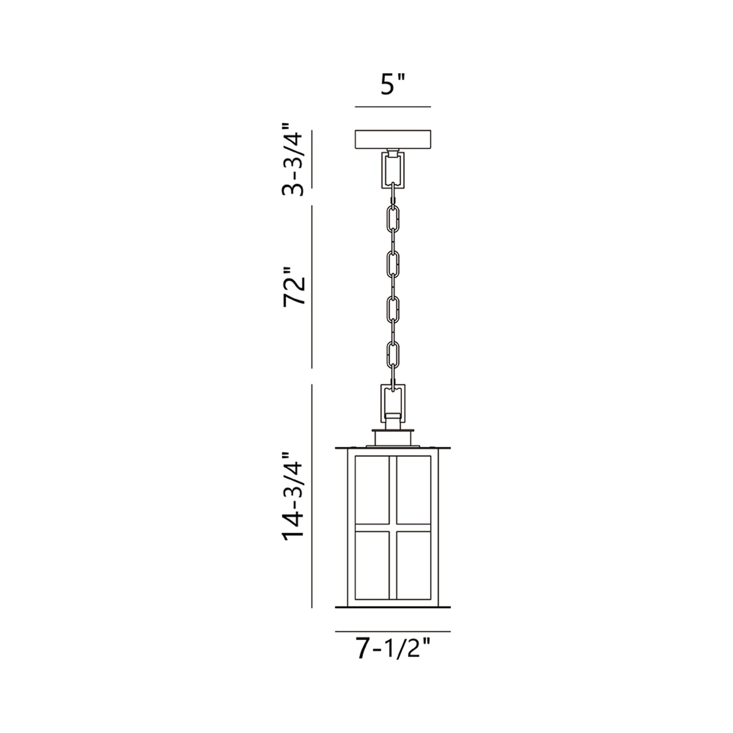 Greyson Outdoor LED Pendant Light - line drawing.