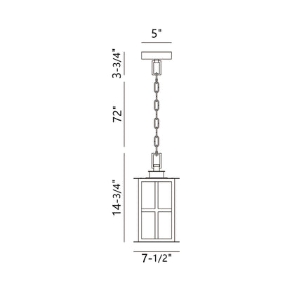 Greyson Outdoor LED Pendant Light - line drawing.