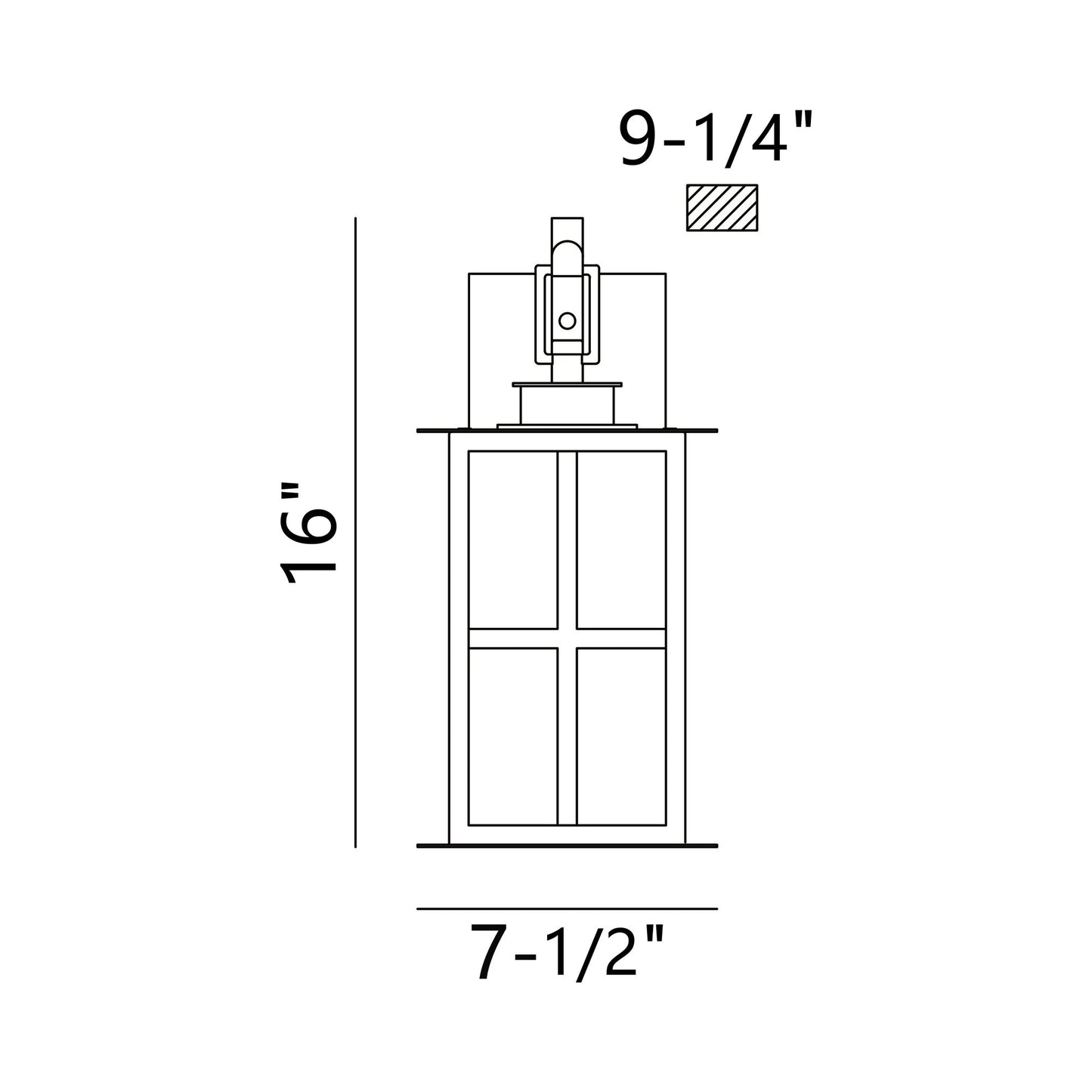Greyson Outdoor LED Wall Light - line drawing.
