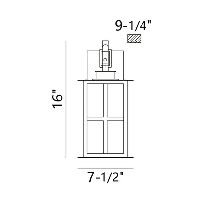 Greyson Outdoor LED Wall Light - line drawing.