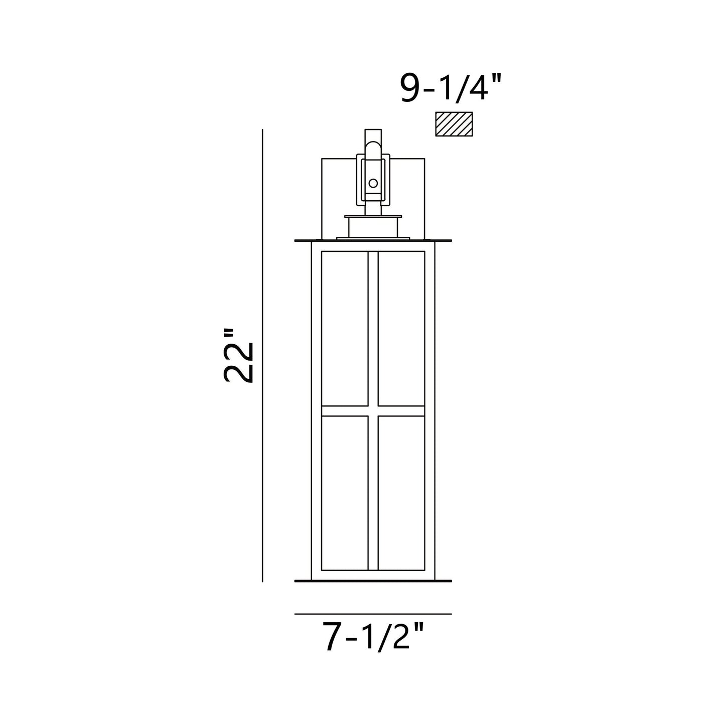 Greyson Outdoor LED Wall Light - line drawing.