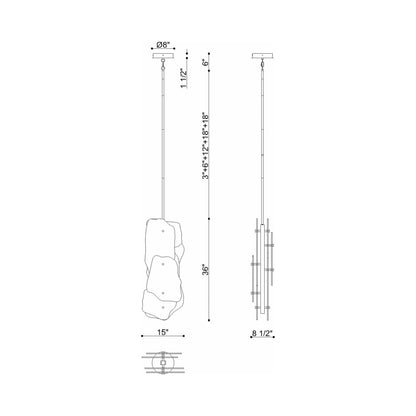 Grotto LED Pendant Light - line drawing.