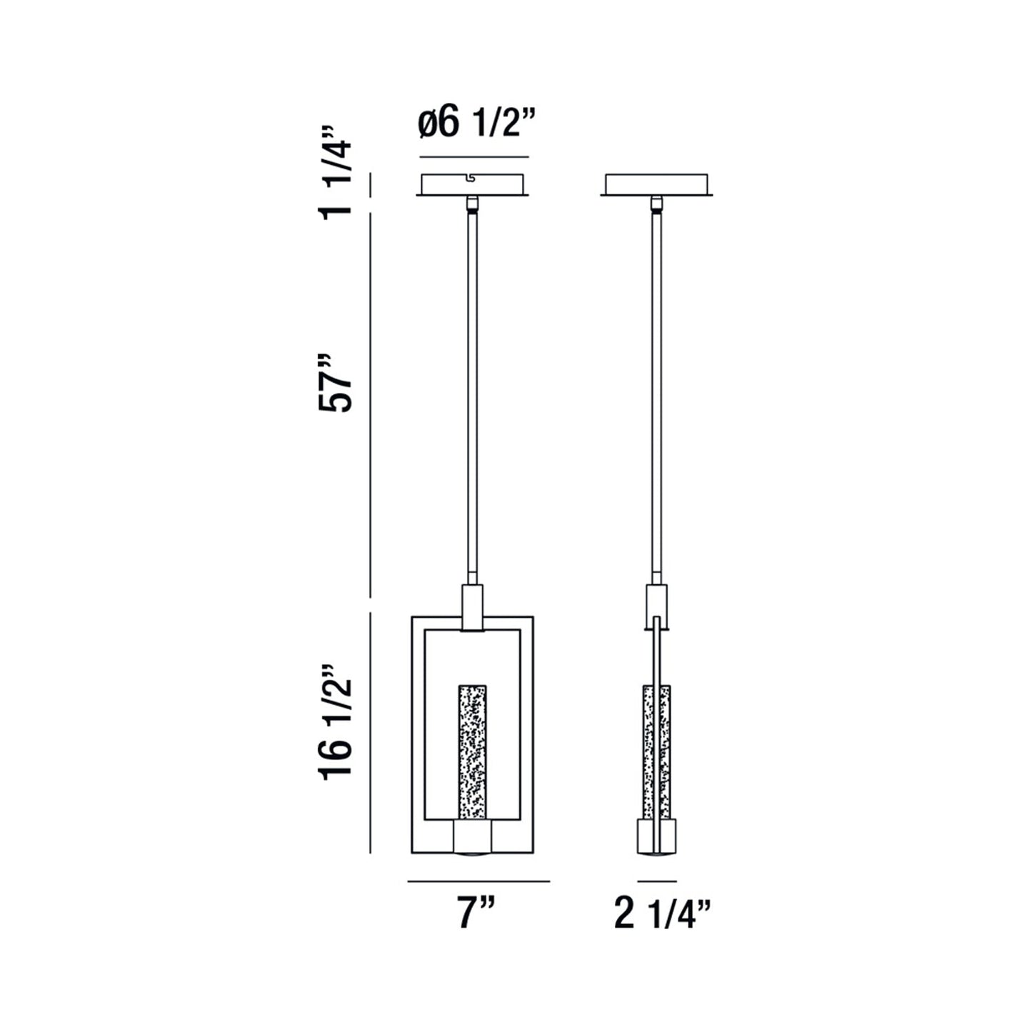 Hanson LED Pendant Light - line drawing.