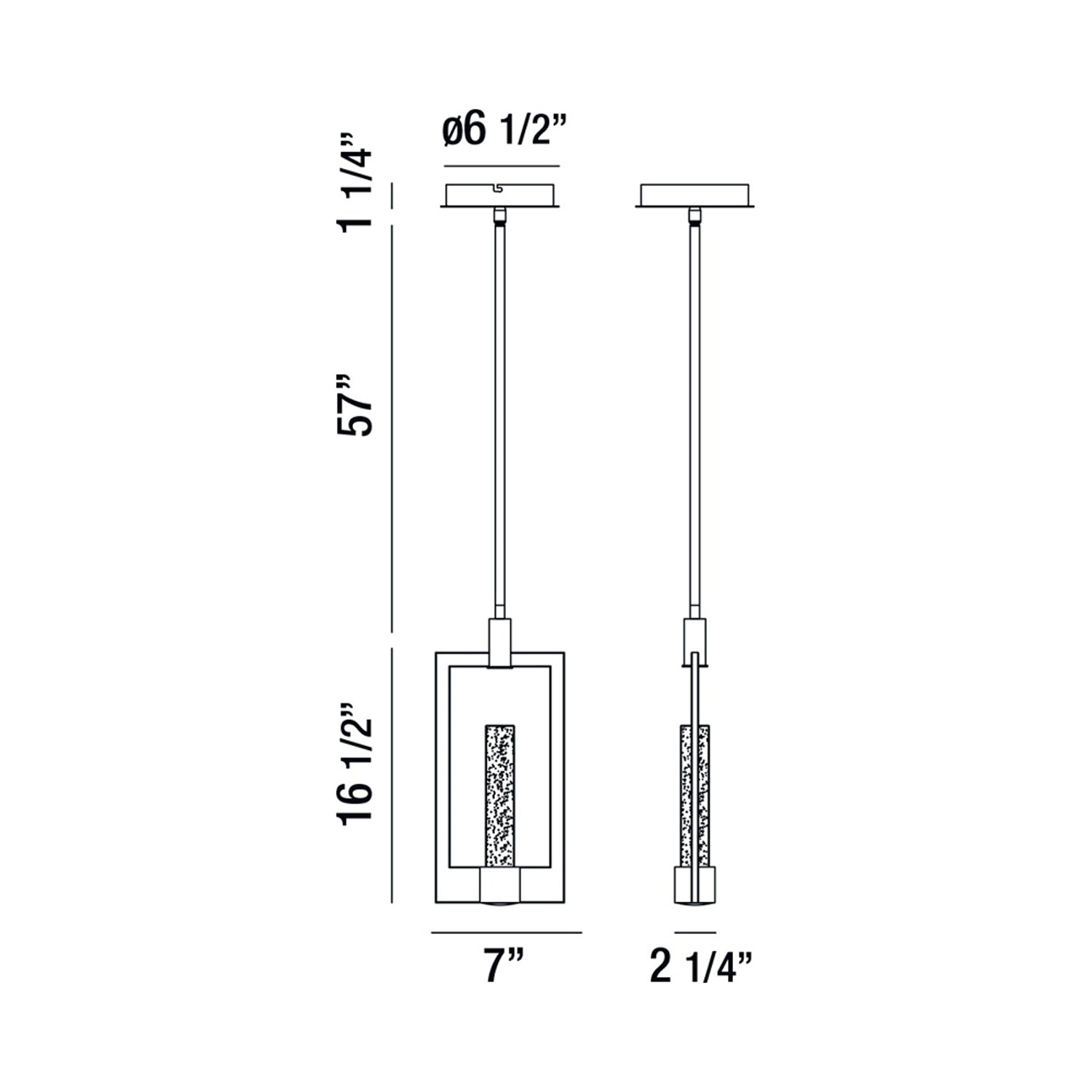Hanson LED Pendant Light - line drawing.