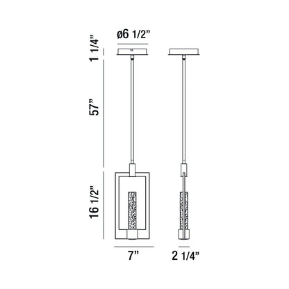 Hanson LED Pendant Light - line drawing.