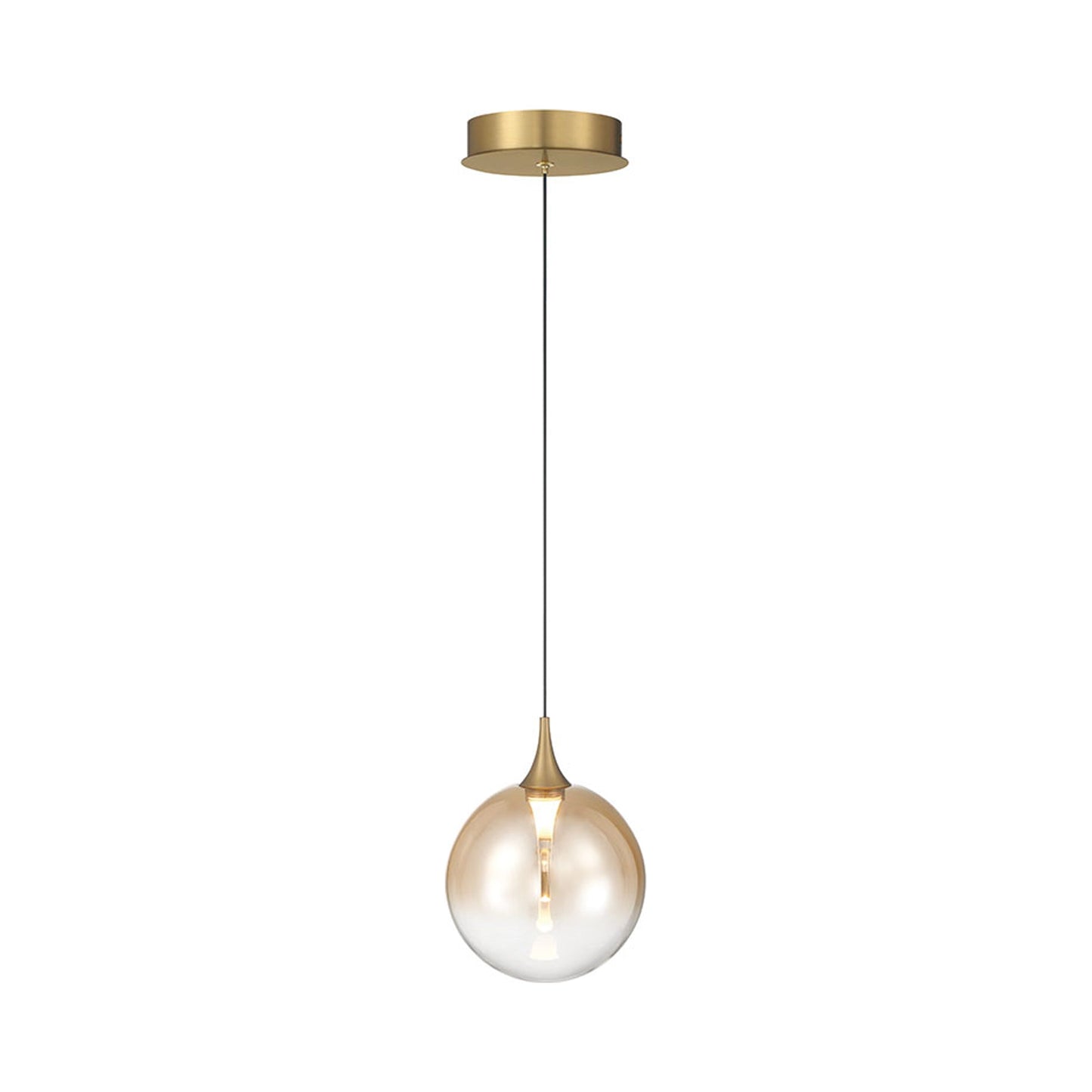 Iissa LED Pendant Light in Gold/Amber Glass.