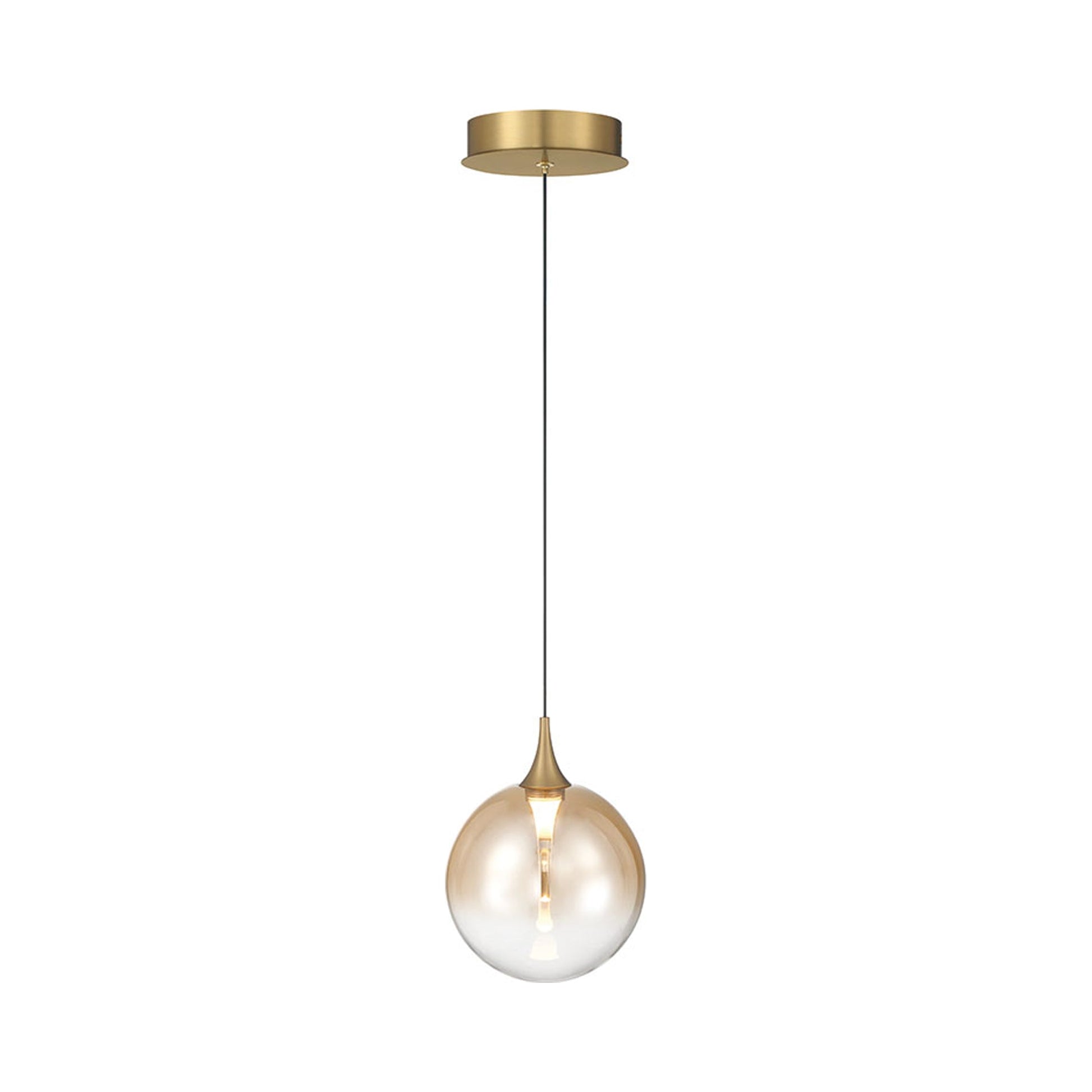 Iissa LED Pendant Light in Gold/Amber Glass.