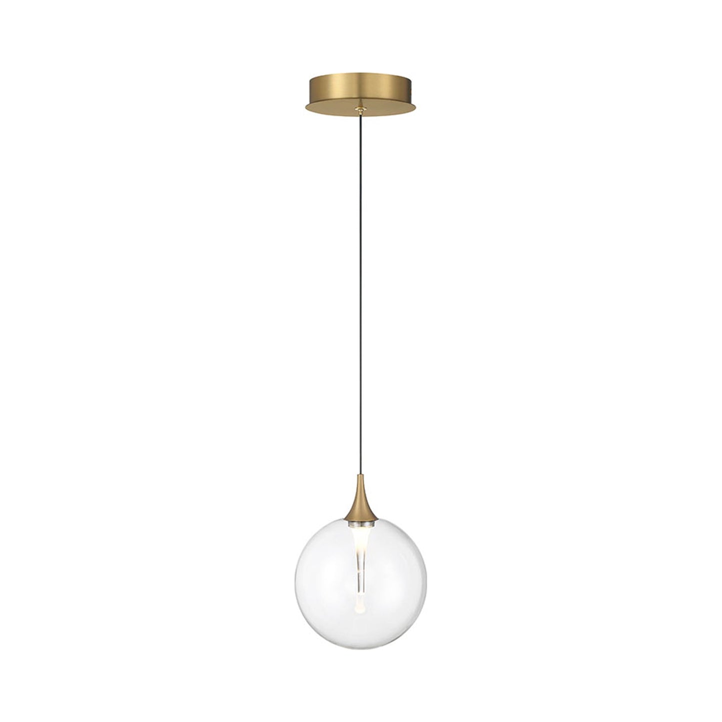 Iissa LED Pendant Light in Gold/Clear Glass.